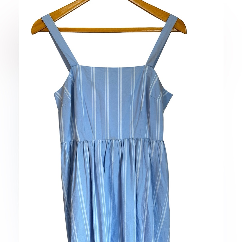 a new day 100% Cotton Blue Striped Sleeveless Sundress Midi Dress M - Picture 3 of 8
